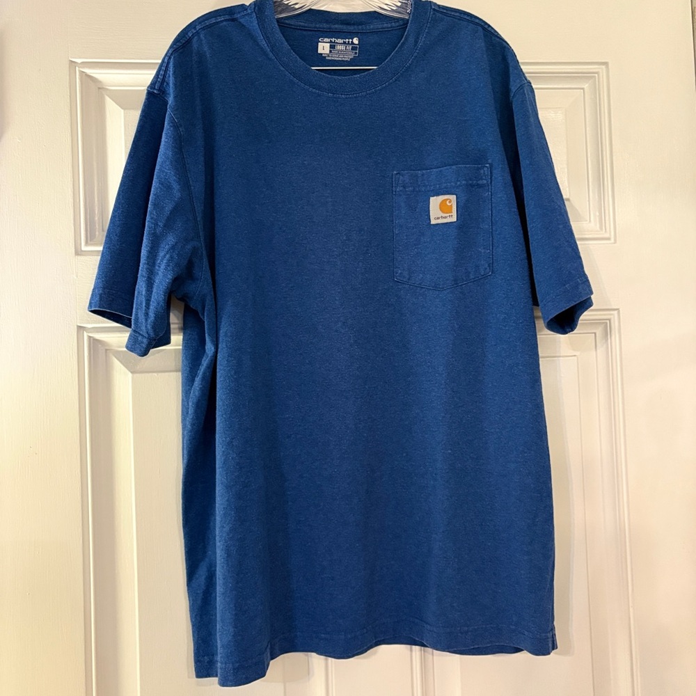 Carhartt Men's Classic Blue Tee with Pocket Work Wear Well-made Closet Staple‎ L